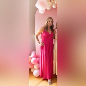 Pink Twist & Keyhole Sweetheart Maxi Dress